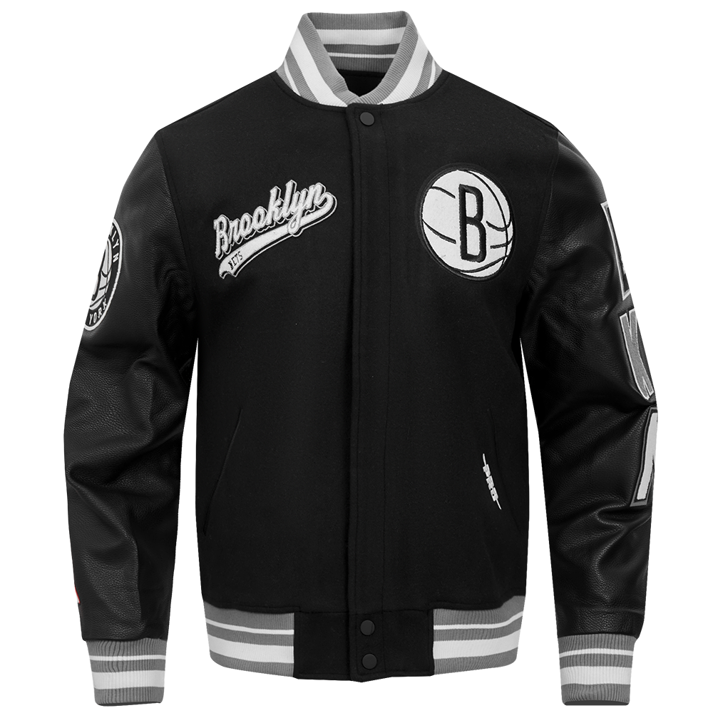 NBA BROOKLYN NETS SCRIPT TAIL MEN'S RIB WOOL VARSITY (BLACK/GRAY) – Pro ...