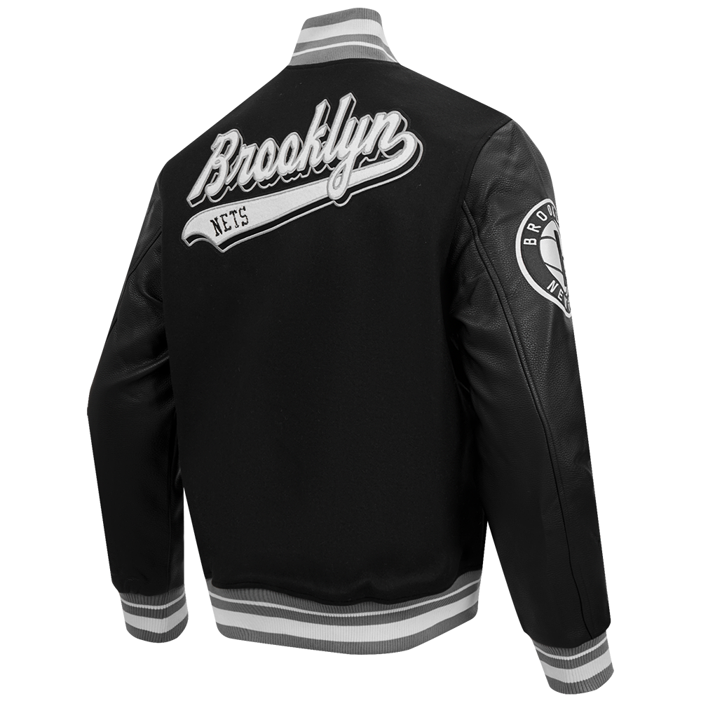 NBA BROOKLYN NETS SCRIPT TAIL MEN'S RIB WOOL VARSITY (BLACK/GRAY) – Pro ...