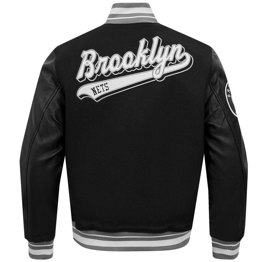 NBA BROOKLYN NETS SCRIPT TAIL MEN'S RIB WOOL VARSITY (BLACK/GRAY) – Pro ...