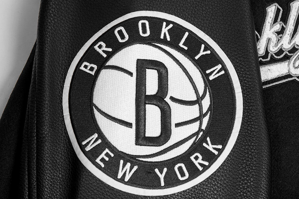 NBA BROOKLYN NETS SCRIPT TAIL MEN'S RIB WOOL VARSITY (BLACK/GRAY) – Pro ...