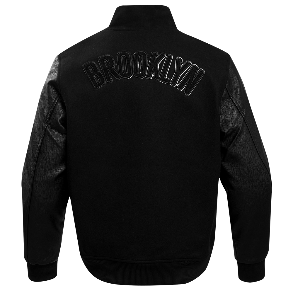 Brooklyn Nets Pro Standard Triple Black Gloss Satin Full-Snap Jacket