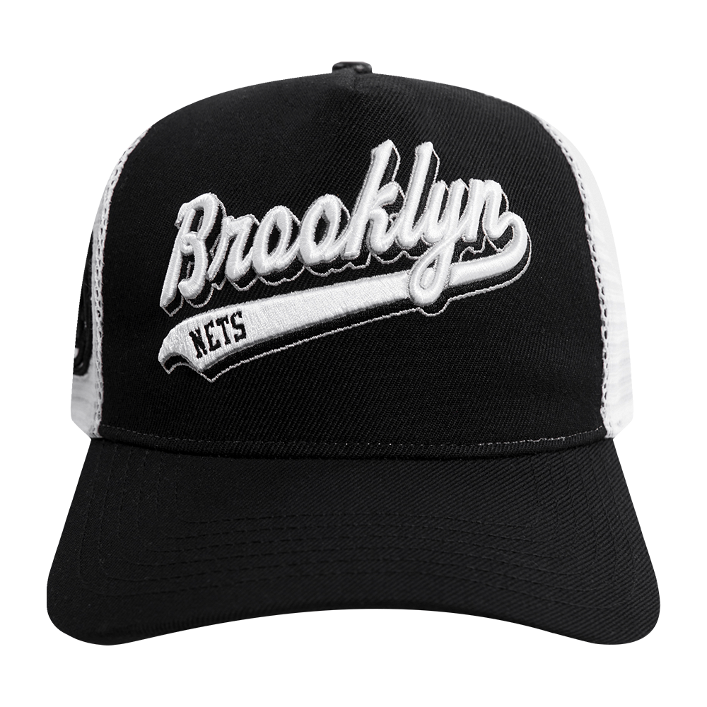 NBA BROOKLYN NETS SCRIPT TAIL TRUCKER HAT (BLACK) – Pro Standard