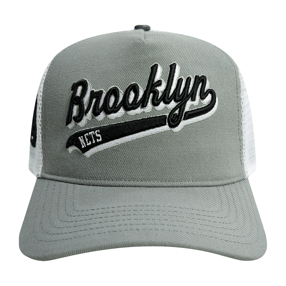 NBA BROOKLYN NETS SCRIPT TAIL TRUCKER HAT (GRAY) – Pro Standard