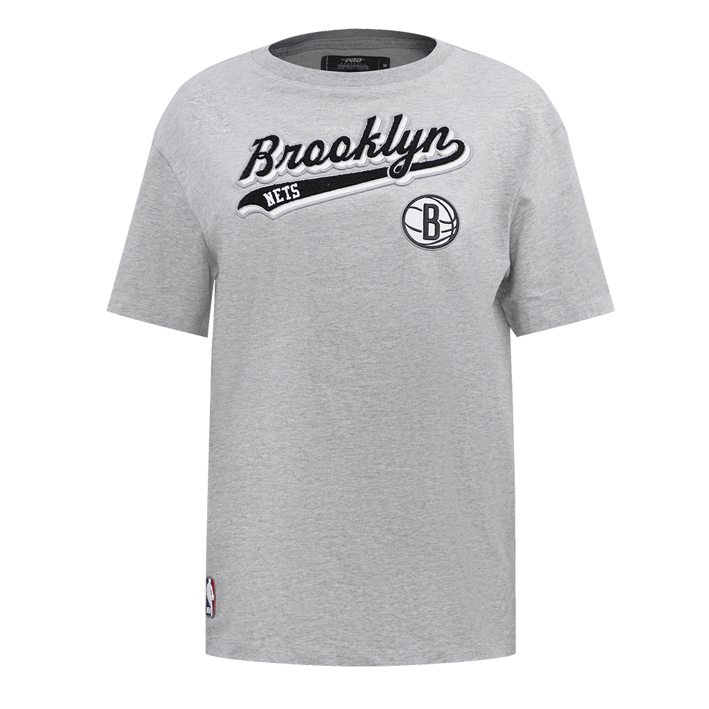 NBA BROOKLYN NETS SCRIPT TAIL WOMEN'S BOYFRIEND TEE (HEATHER GREY ...