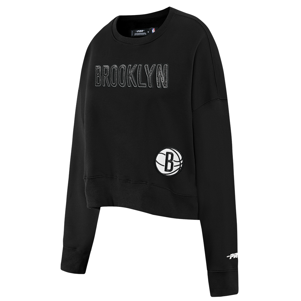 NBA BROOKLYN NETS GAME DAY CLASSICS WOMEN'S DOUBLE KNIT CREWNECK (BLACK)