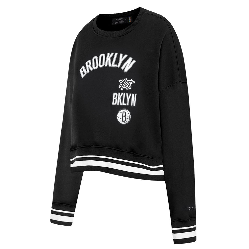 NBA BROOKLYN NETS RETRO CLASSICS WOMEN'S FLC CREWNECK (BLACK)