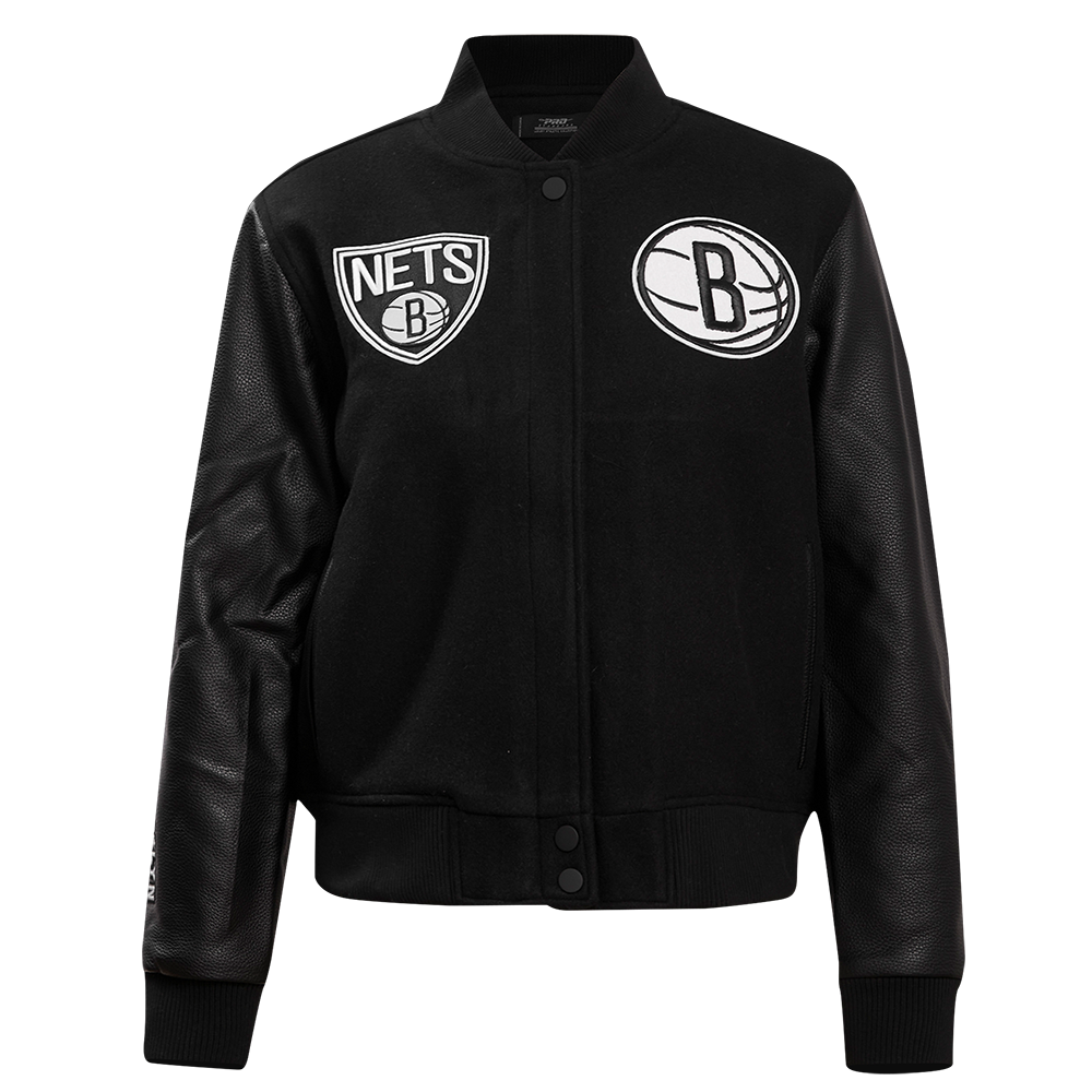 Pro Standard Mens NBA Brooklyn Nets Mash Up Logo Varsity Jacket  BBN654270-BLK Black