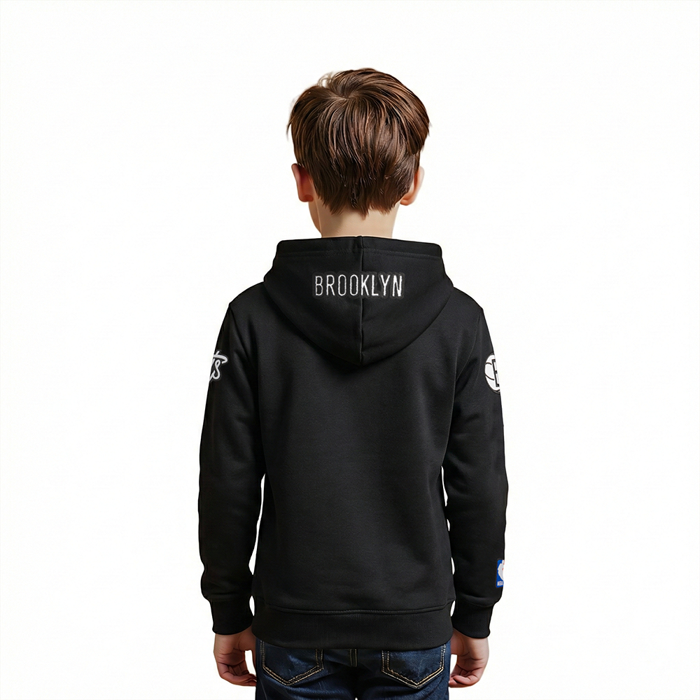 NBA BROOKLYN NETS CLASSIC LITTLE BOYS FLEECE PULLOVER HOODIE (BLACK)