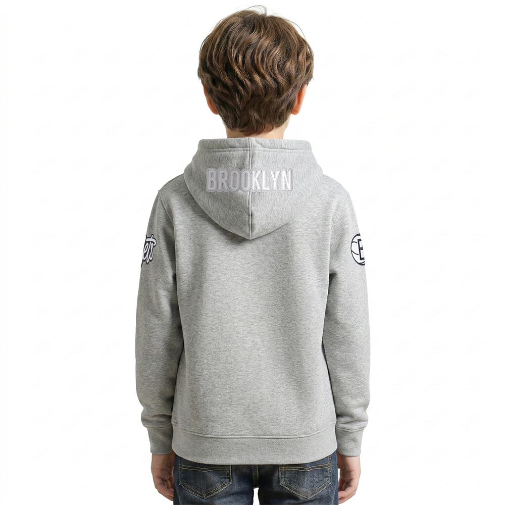 NBA BROOKLYN NETS CLASSIC LITTLE BOYS FLC FZ HOODIE (HEATHER GREY)