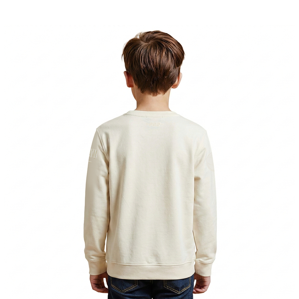 NBA BROOKLYN NETS NEUTRAL LITTLE BOYS FLEECE CREWNECK (EGGSHELL)