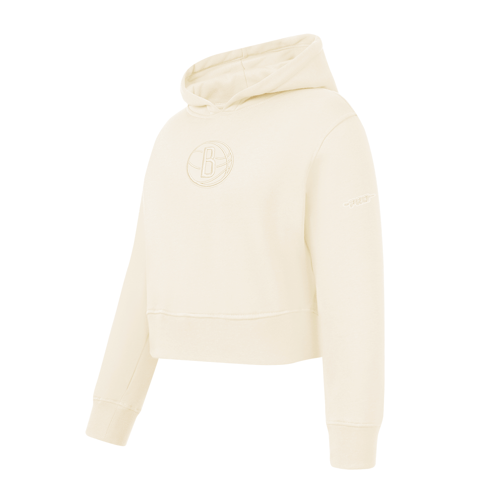 NBA BROOKLYN NETS NEUTRAL LITTLE GIRLS FLC PO HOODIE (EGGSHELL)