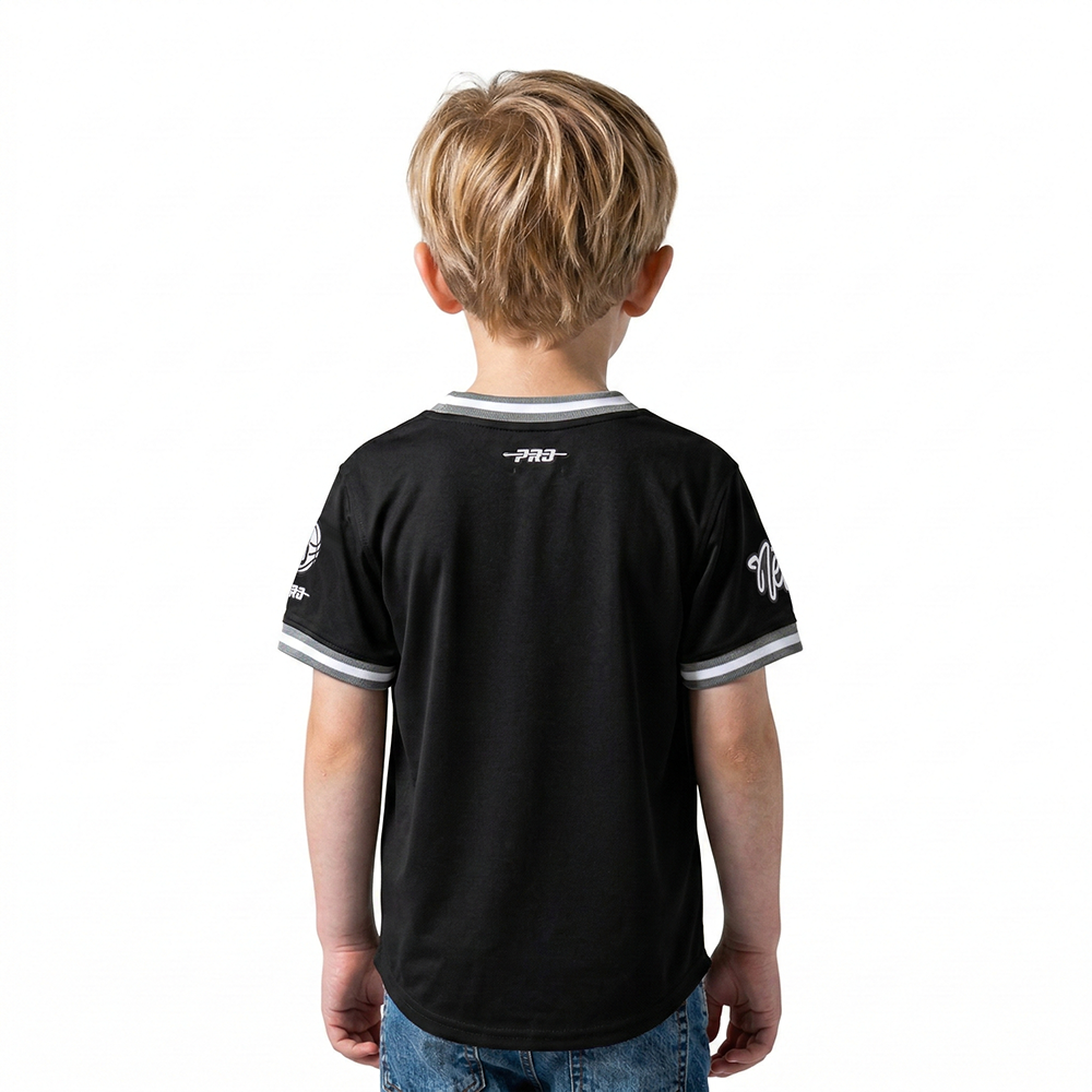 NBA BROOKLYN NETS CLASSIC TODDLER BOYS SHORT SLEEVE STRIPED RIB TEE (BLACK/GRAY)