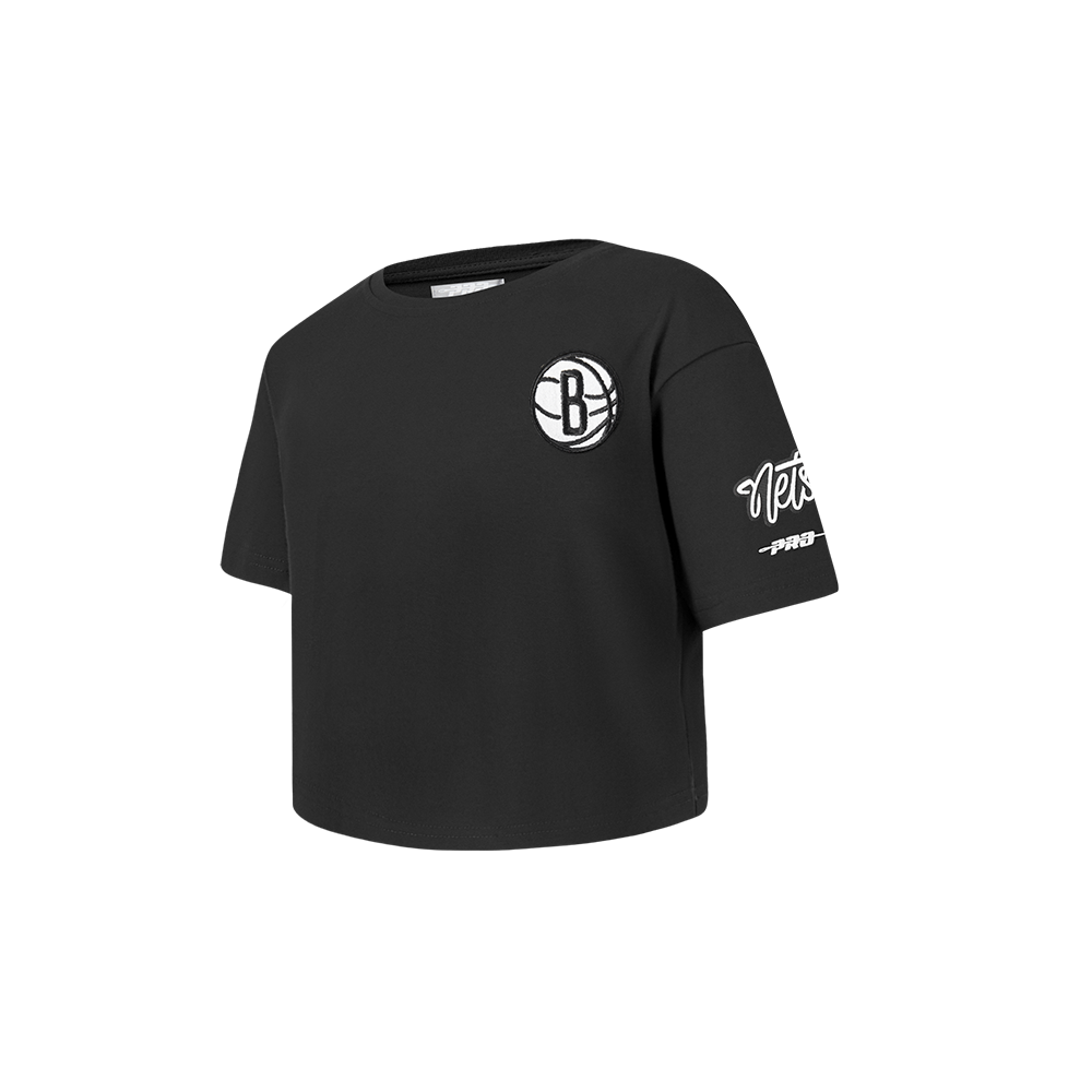 NBA BROOKLYN NETS CLASSIC TODDLER GIRLS SHORT SLEEVE BOXY TEE (BLACK)
