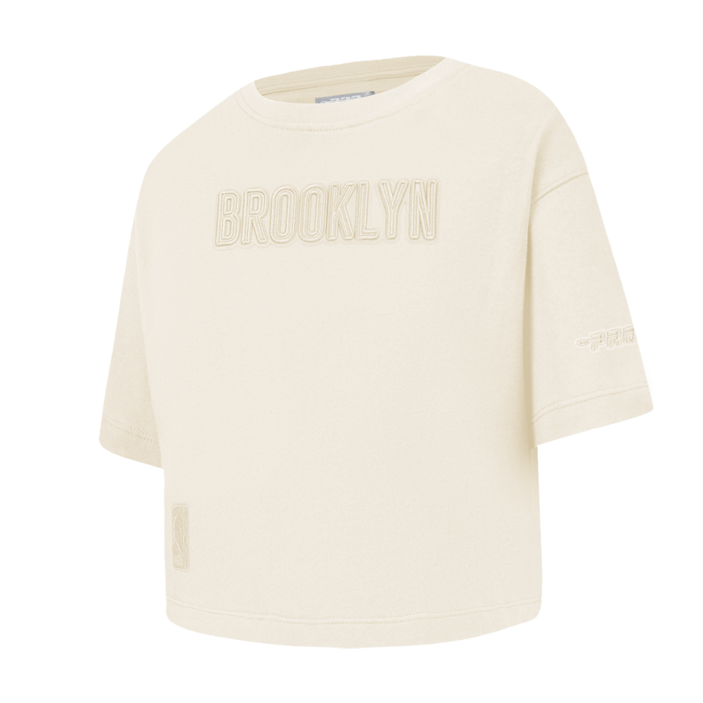 NBA BROOKLYN NETS NEUTRAL TODDLER GIRLS SHORT SLEEVE BOXY TEE (EGGSHELL)