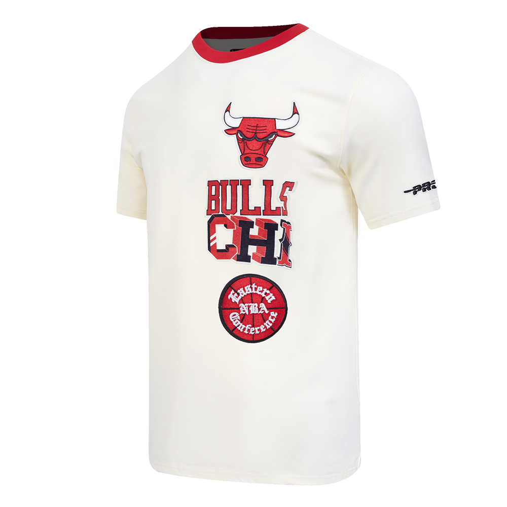 NBA CHICAGO BULLS RETRO CASCADE MEN'S RINGER TEE (EGGSHELL/ RED)