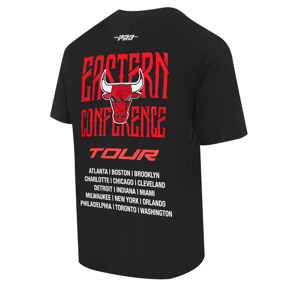 NBA CHICAGO BULLS CITY TOUR 2.0 MEN'S COTTON JERSEY DROP SHOULDER TEE (BLACK)