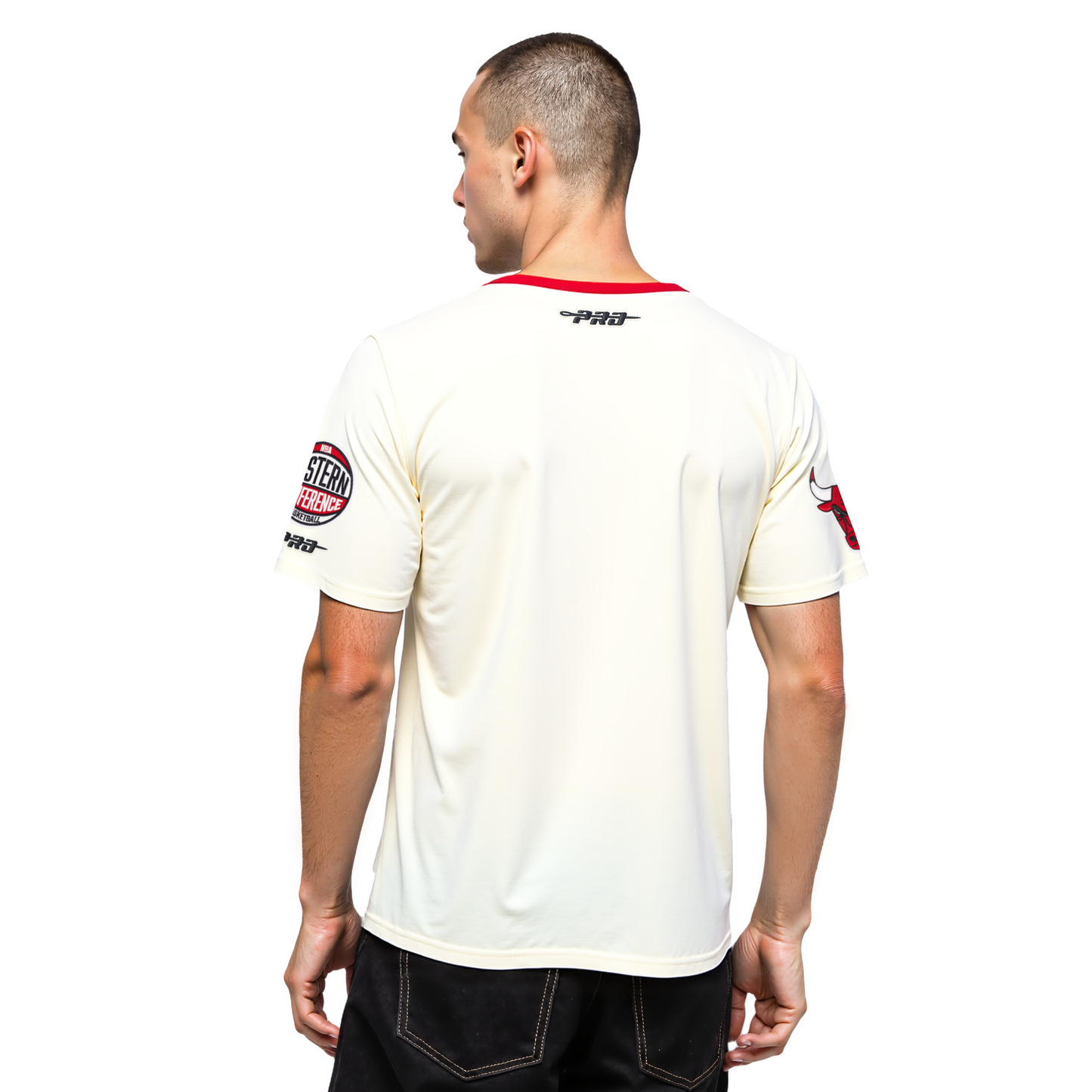 NBA CHICAGO BULLS MODERN ORIGINALS MEN'S RINGER TEE (EGGSHELL/ RED)