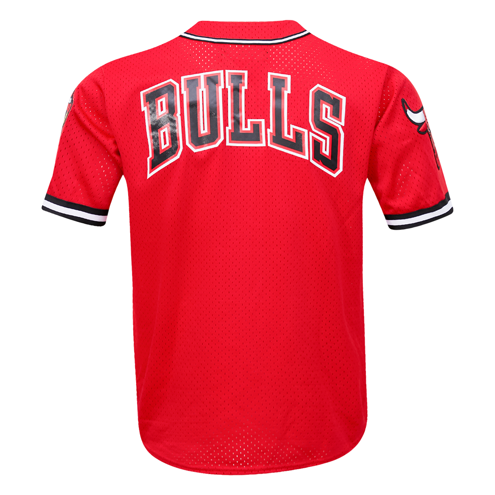 NBA CHICAGO BULLS LOGO MEN S MESH BUTTON UP JERSEY RED Pro Standard