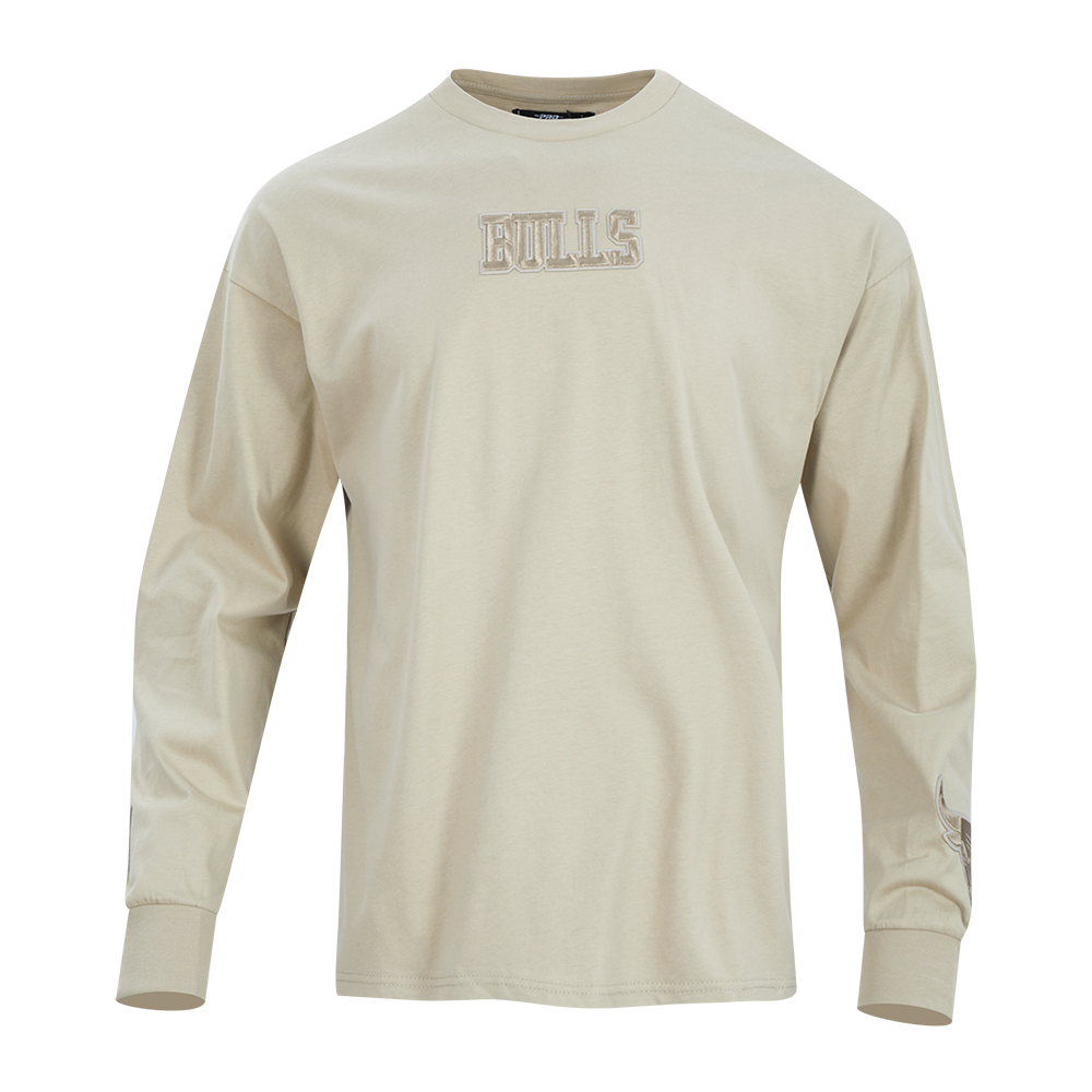 NBA CHICAGO BULLS WINGSPAN MEN'S DROP SHOULDER LS TEE (TAUPE)