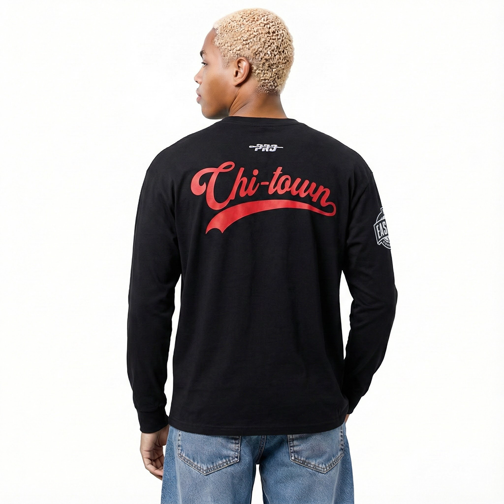 NBA CHICAGO BULLS LIVING LARGE MEN'S DROP SHOULDER LS TEE (BLACK)
