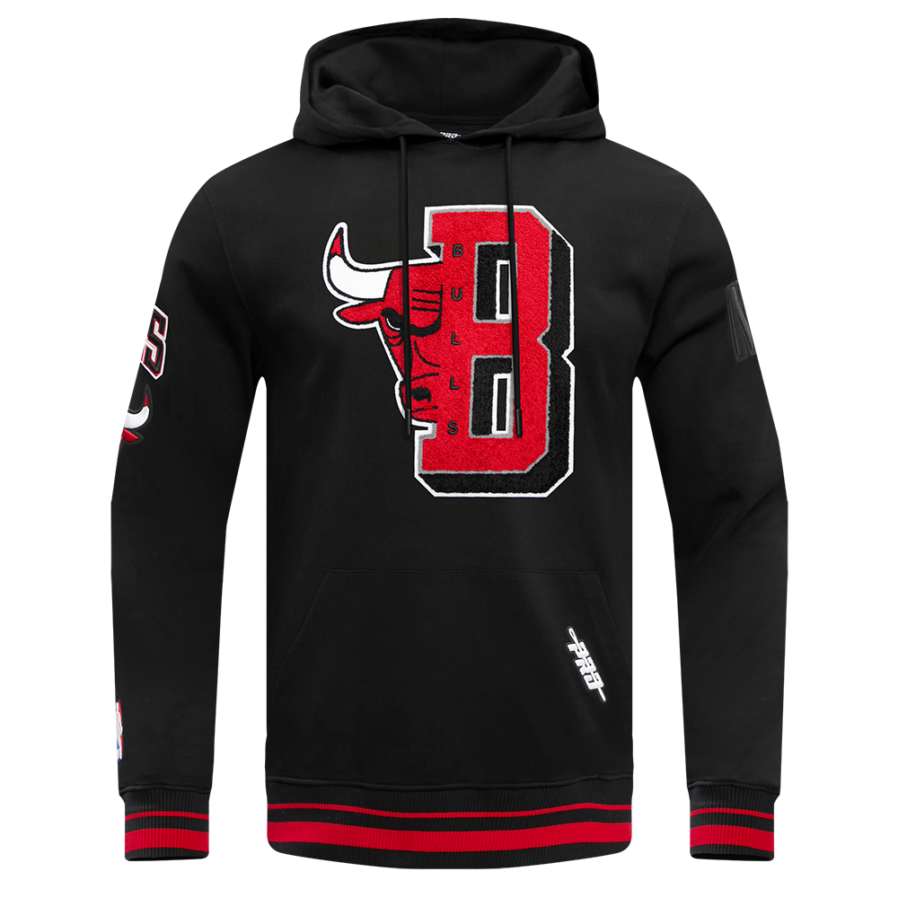 NBA CHICAGO BULLS MASHUP MEN S RIB PO HOODIE BLACK RED BLACK Pro Standard