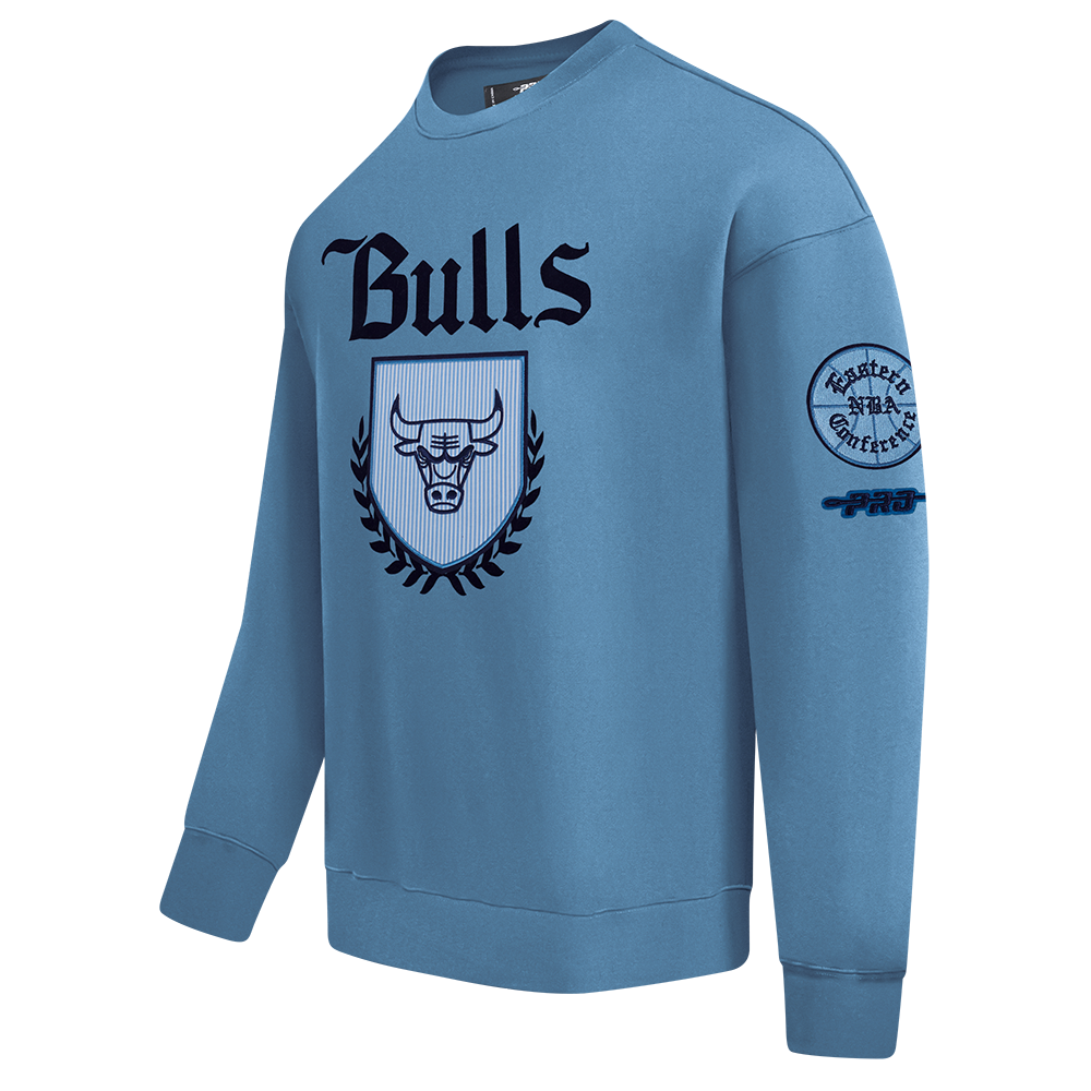 NBA CHICAGO BULLS COUNTRY CLUB MEN'S DROP SHOULDER FLEECE CREWNECK (STEEL BLUE)