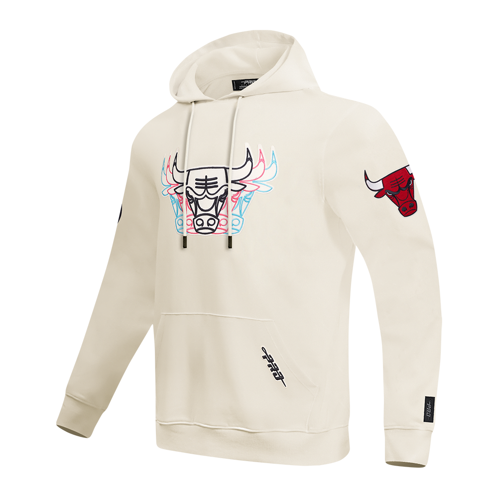 NBA CHICAGO BULLS ECHO LOGO MEN'S FLEECE PULLOVER HOODIE (EGGSHELL)