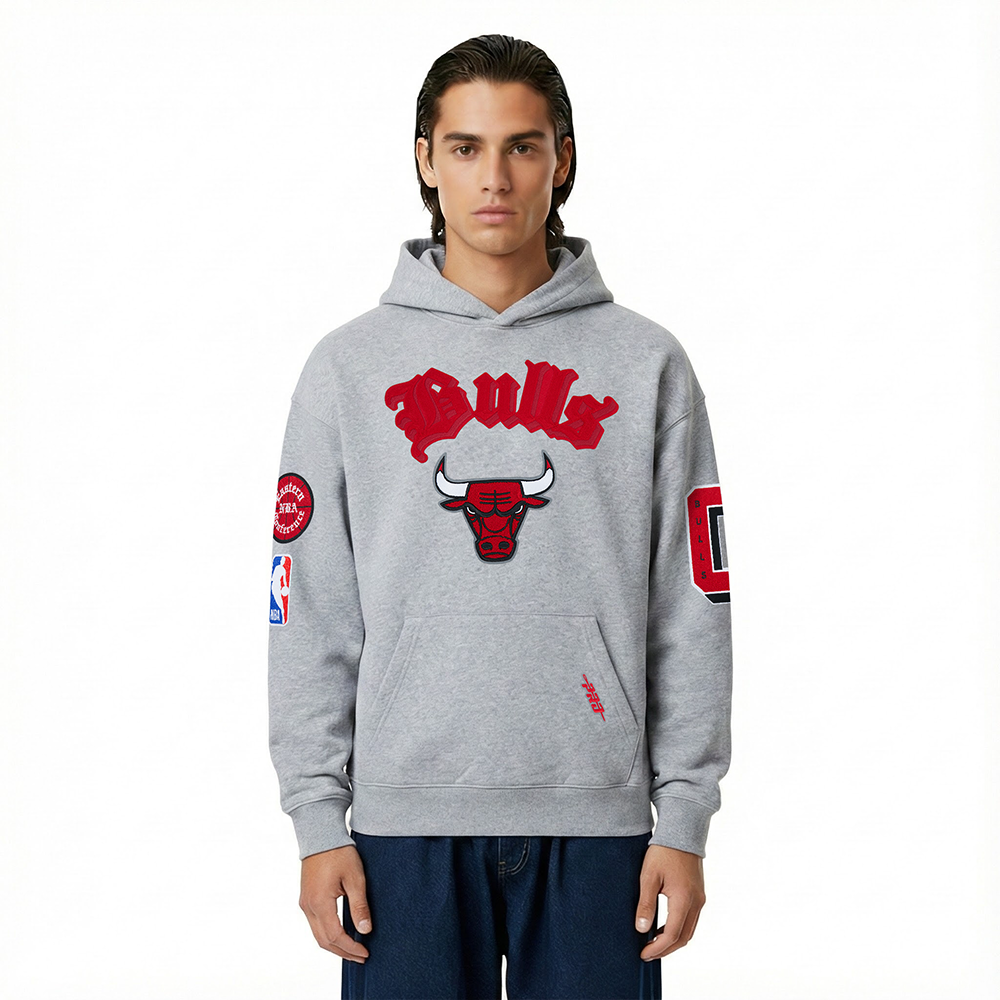 NBA CHICAGO BULLS BEST OF MEN'S DROP SHOULDER FLC PO HOODIE (DARK HEATHER GRAY)