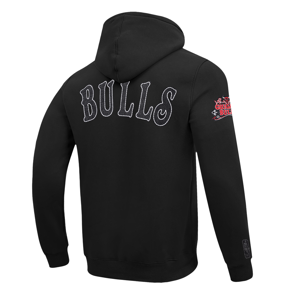 NBA CHICAGO BULLS REBEL ATHLETICS MEN'S FLC PO HOODIE (BLACK)