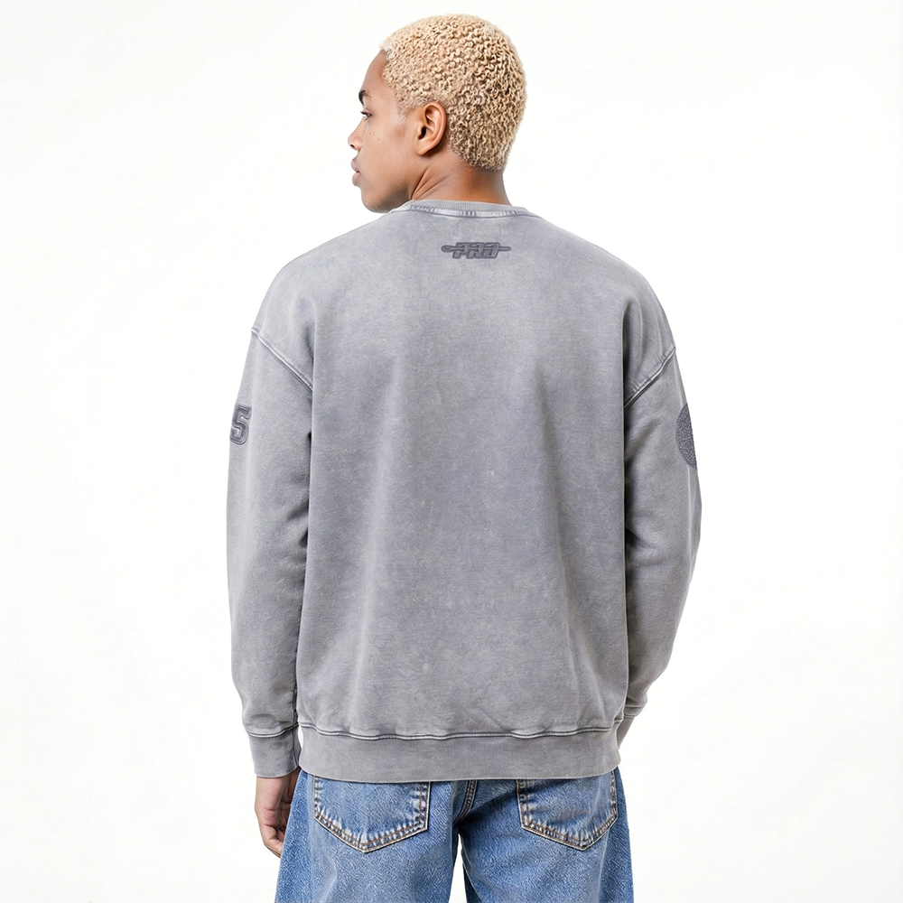 NBA CHICAGO BULLS WASHED CLASSIC MEN'S ENZYME WASH DROP SHOULDER FT (WASHED GREY)