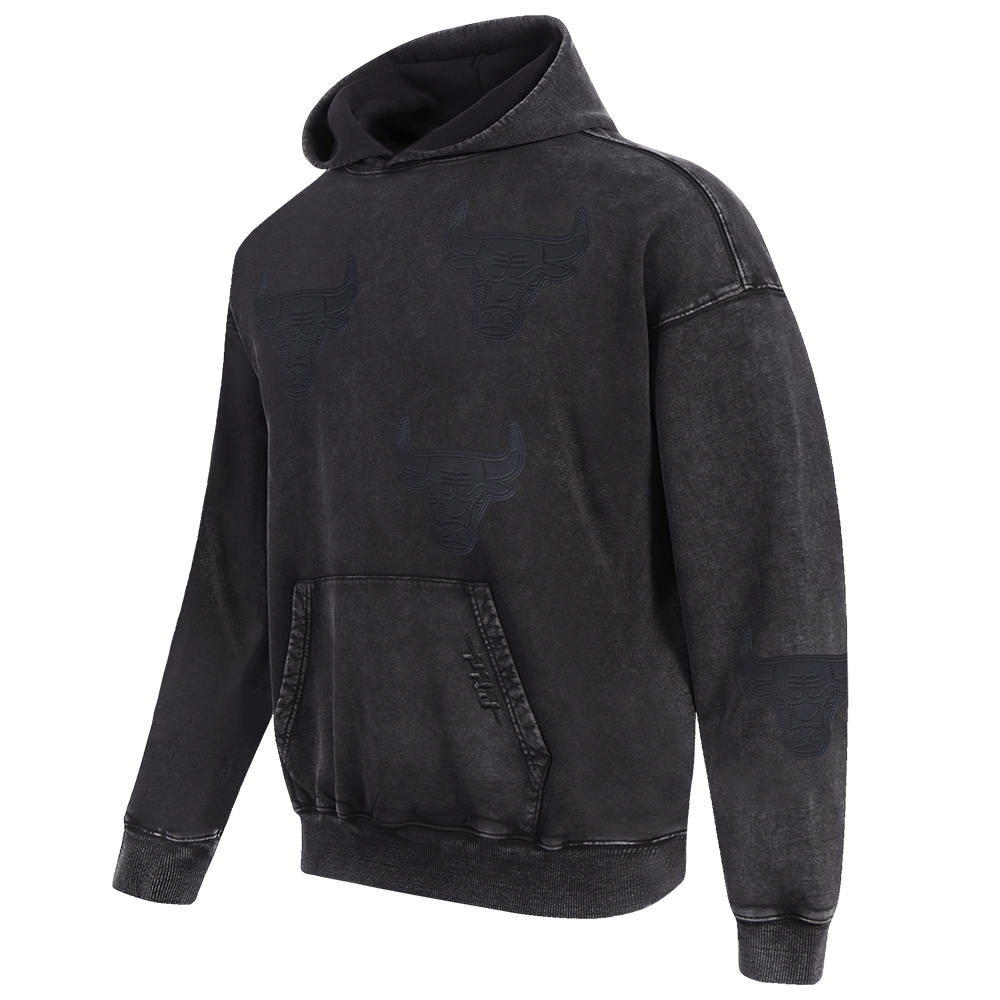 NBA CHICAGO BULLS WASHED VANGUARD MEN'S ENZYME WASH DROP SHOULDER FT (WASHED BLACK)