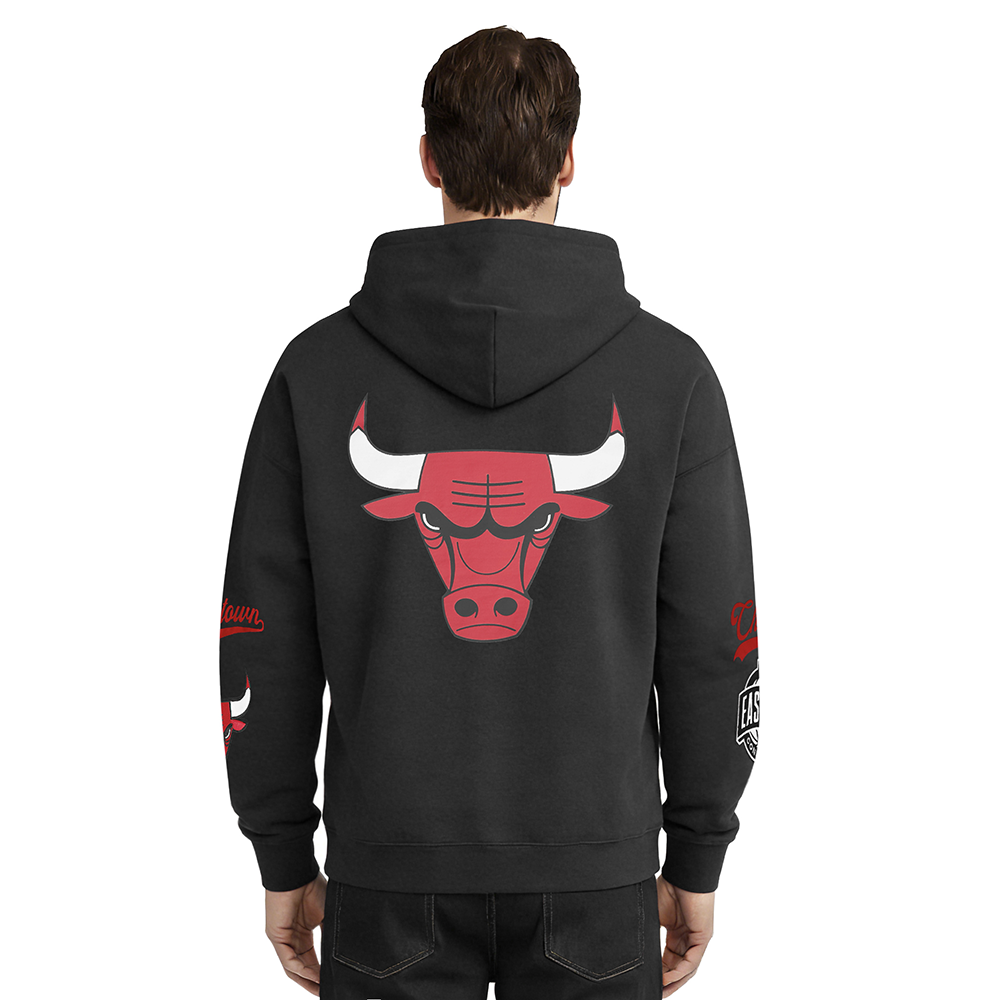 NBA CHICAGO BULLS LIVING LARGE MEN'S DROP SHOULDER FLC PO HOODIE (BLACK)