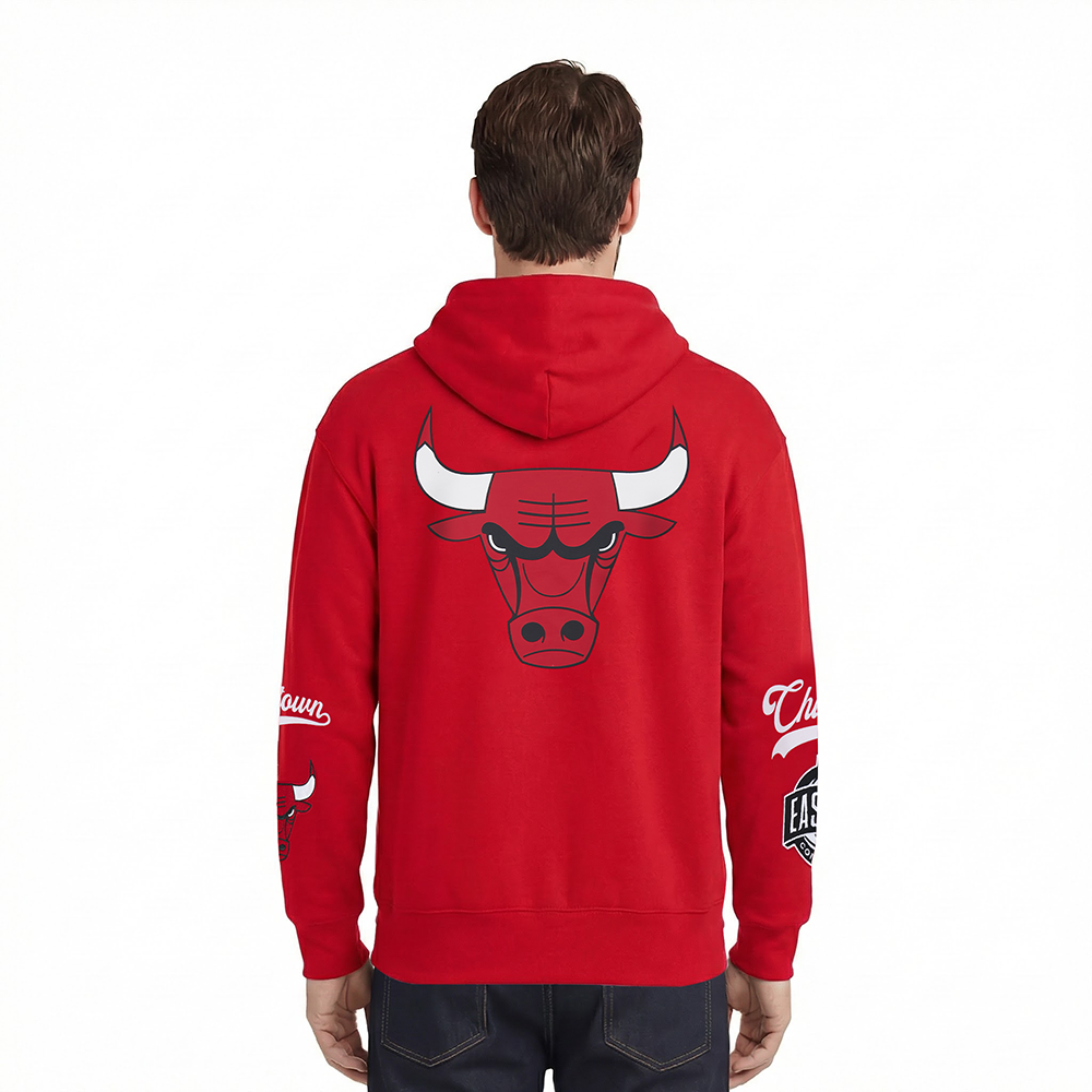 NBA CHICAGO BULLS LIVING LARGE MEN'S DROP SHOULDER FLC PO HOODIE (RED)