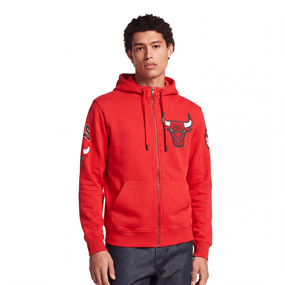 NBA CHICAGO BULLS CLASSIC CHENILLE FULL ZIP PULLOVER HOODIE
