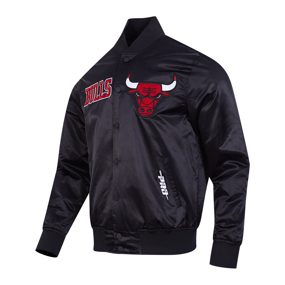NBA CHICAGO BULLS SOUVENIR MEN'S SATIN JACKET (BLACK)