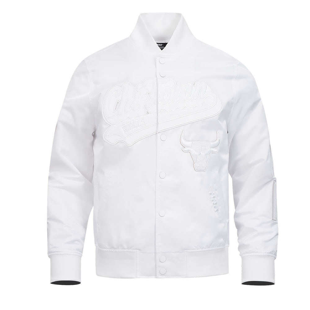 NBA CHICAGO BULLS WHITE OUT MEN'S DOUBLE KNIT PULLOVER HOODIE (WHITE)