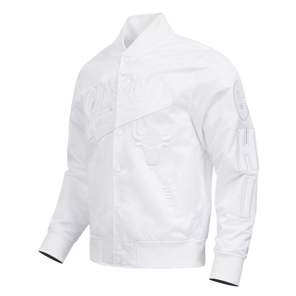 NBA CHICAGO BULLS WHITE OUT MEN'S DOUBLE KNIT PULLOVER HOODIE (WHITE)