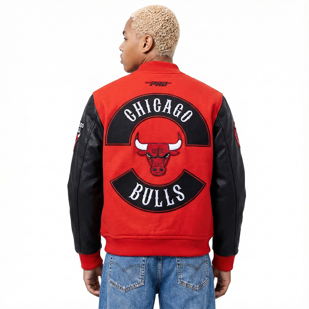 NBA CHICAGO BULLS BORN FOR SPORT MEN'S WOOL VARSITY JACKET (RED/BLACK)