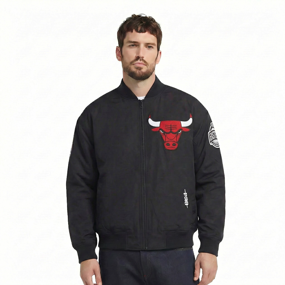 NBA CHICAGO BULLS LIVING LARGE MEN'S TWILL JACKET (BLACK)