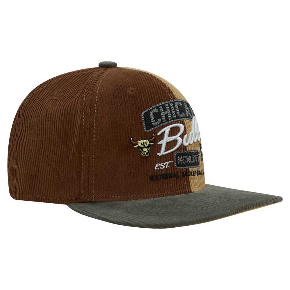 NBA CHICAGO BULLS MULTI CORDUROY SNAPBACK HAT (BROWN/MULTI)