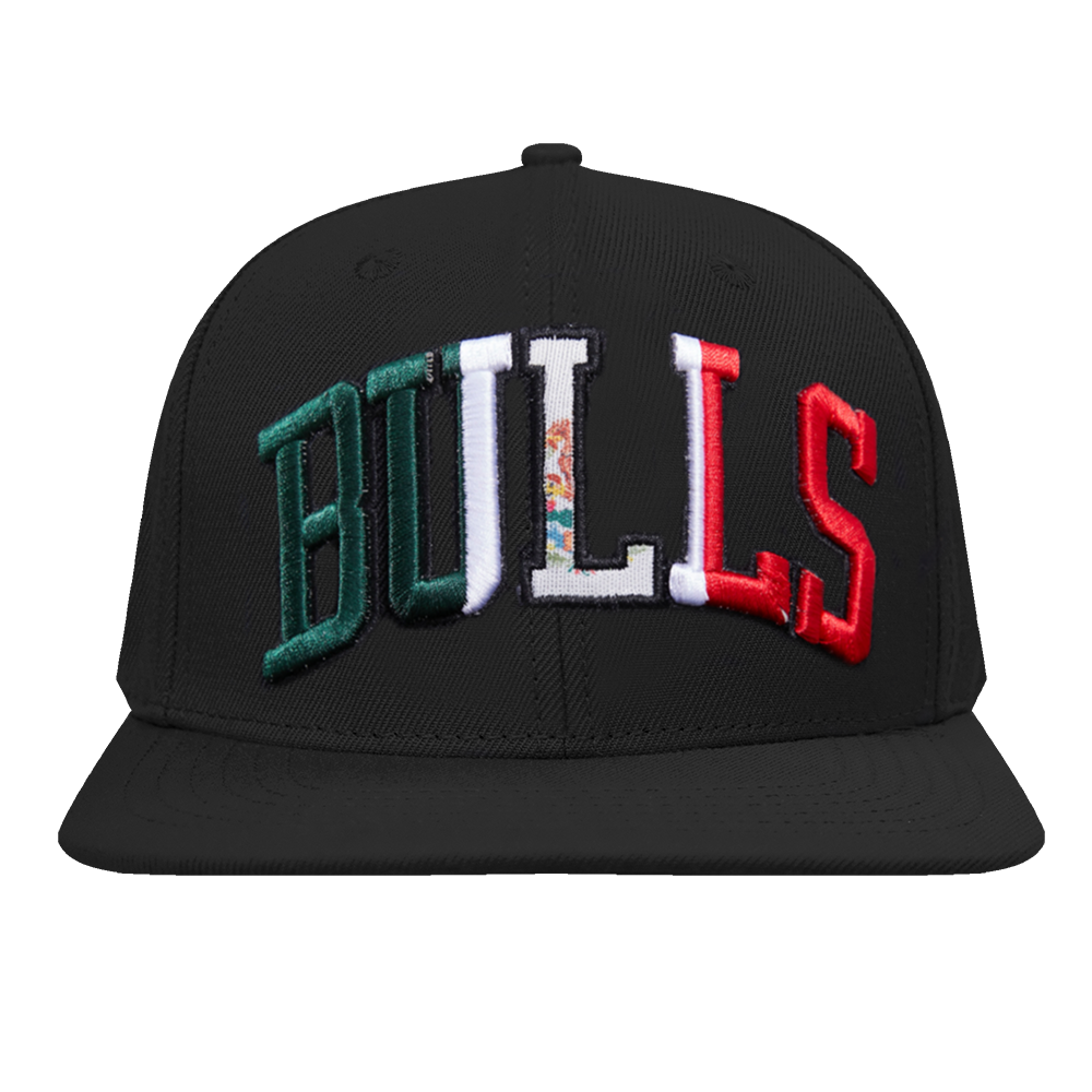 NBA CHICAGO BULLS MEXICO WORDMARK WOOL UNISEX SNAPBACK HAT (BLACK)