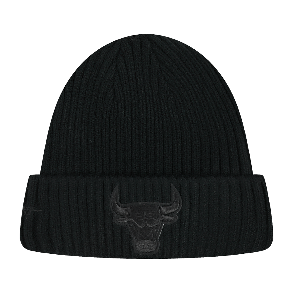 NBA CHICAGO BULLS WASHED CRYSTALLINE UNLINED PRO BEANIE FUR POM (BLACK)