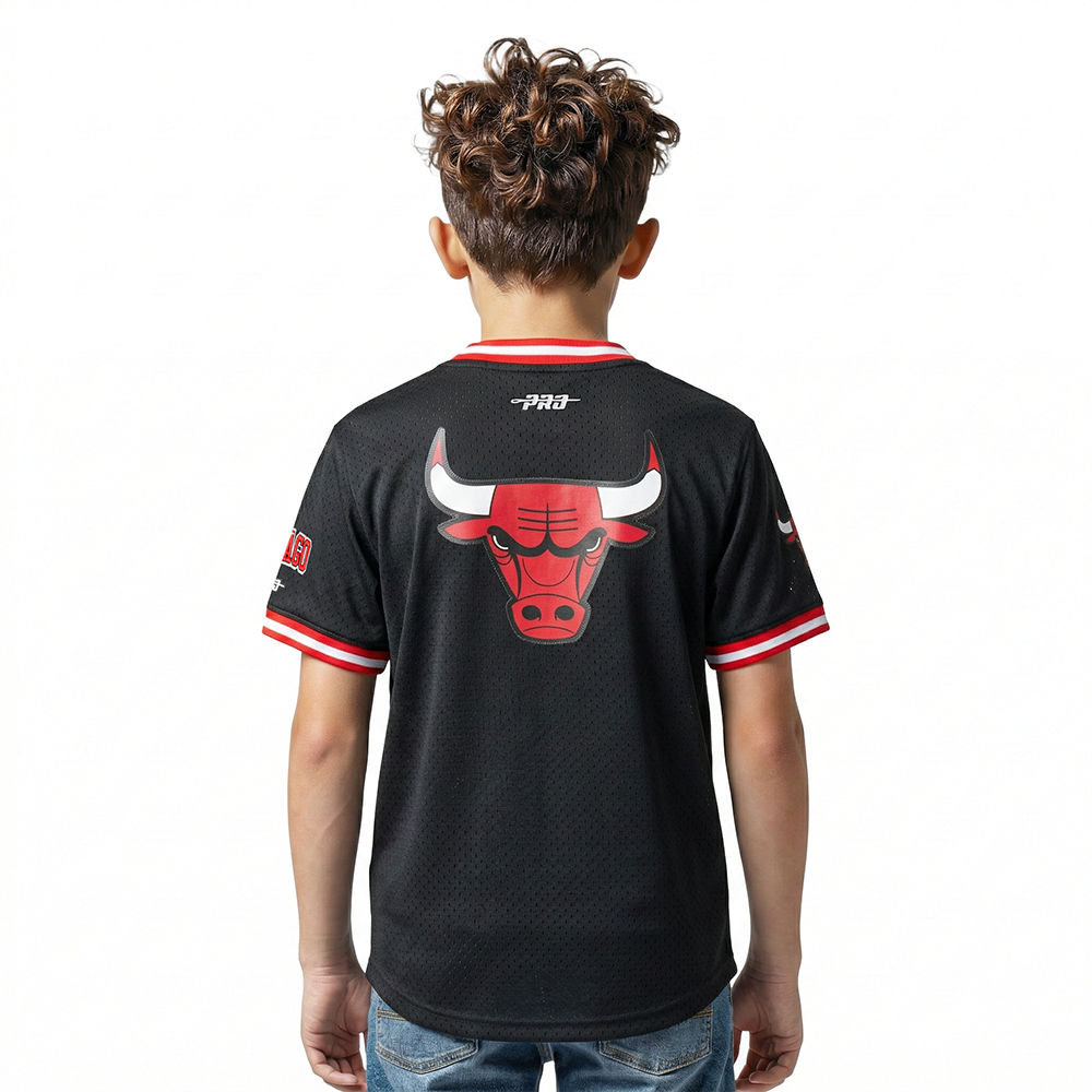 NBA CHICAGO BULLS CLASSIC BIG BOYS SHORT SLEEVE MESH TEE (BLACK/RED)