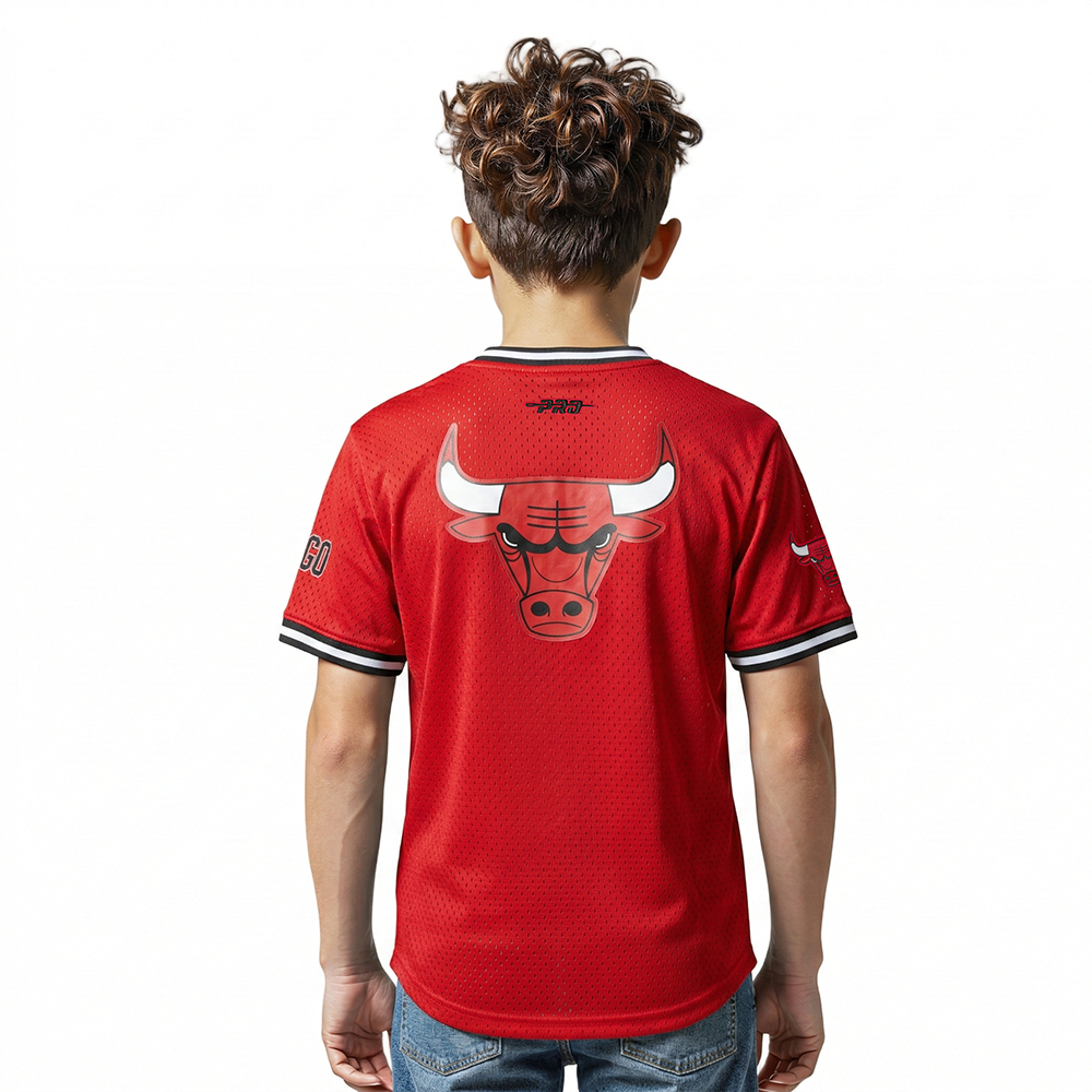 NBA CHICAGO BULLS CLASSIC BIG BOYS SHORT SLEEVE MESH TEE (RED/BLACK)