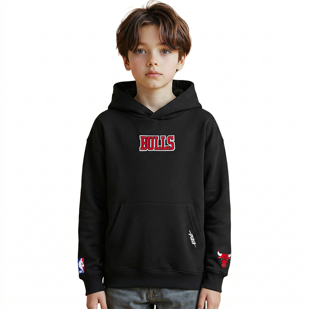 NBA CHICAGO BULLS WINGSPAN BIG BOY'S DROP SHOULDER FLC PO HOODIE (BLACK)