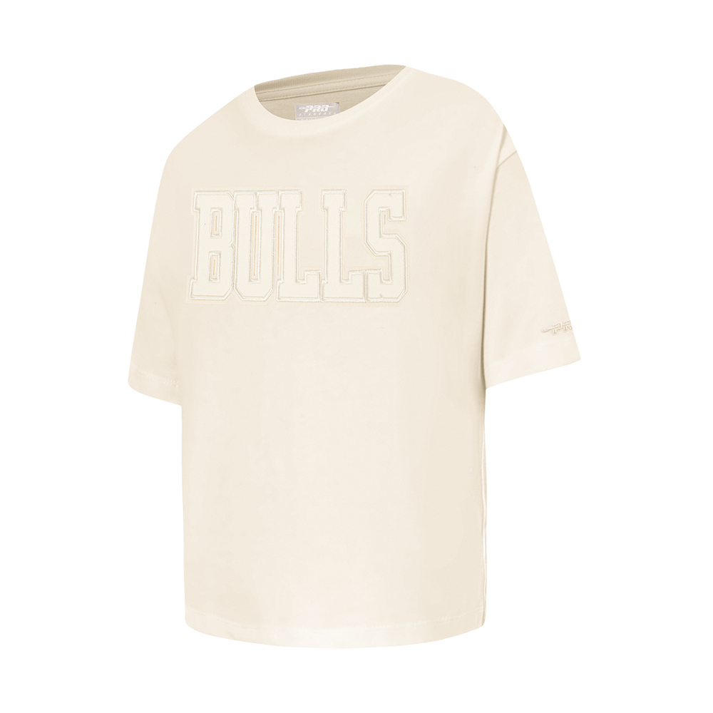 NBA CHICAGO BULLS NEUTRAL BIG GIRLS SHORT SLEEVE BOXY TEE (EGGSHELL)