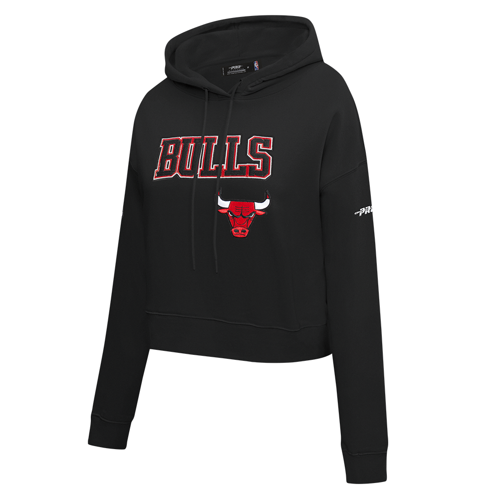 NBA CHICAGO BULLS GAME DAY CLASSICS WOMEN'S DK CROPPED PO HOODIE (BLACK)