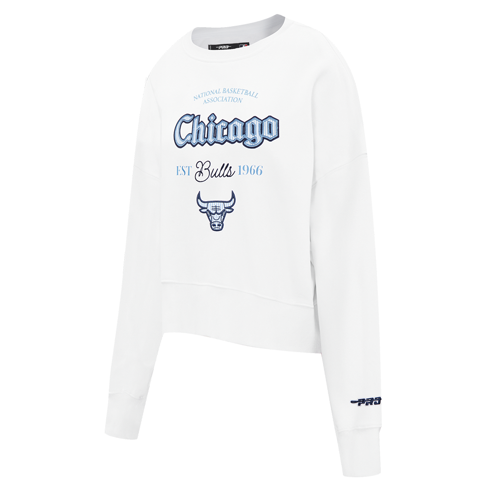 NBA CHICAGO BULLS COUNTRY CLUB WOMEN'S DOUBLE KNIT CREWNECK (WHITE)
