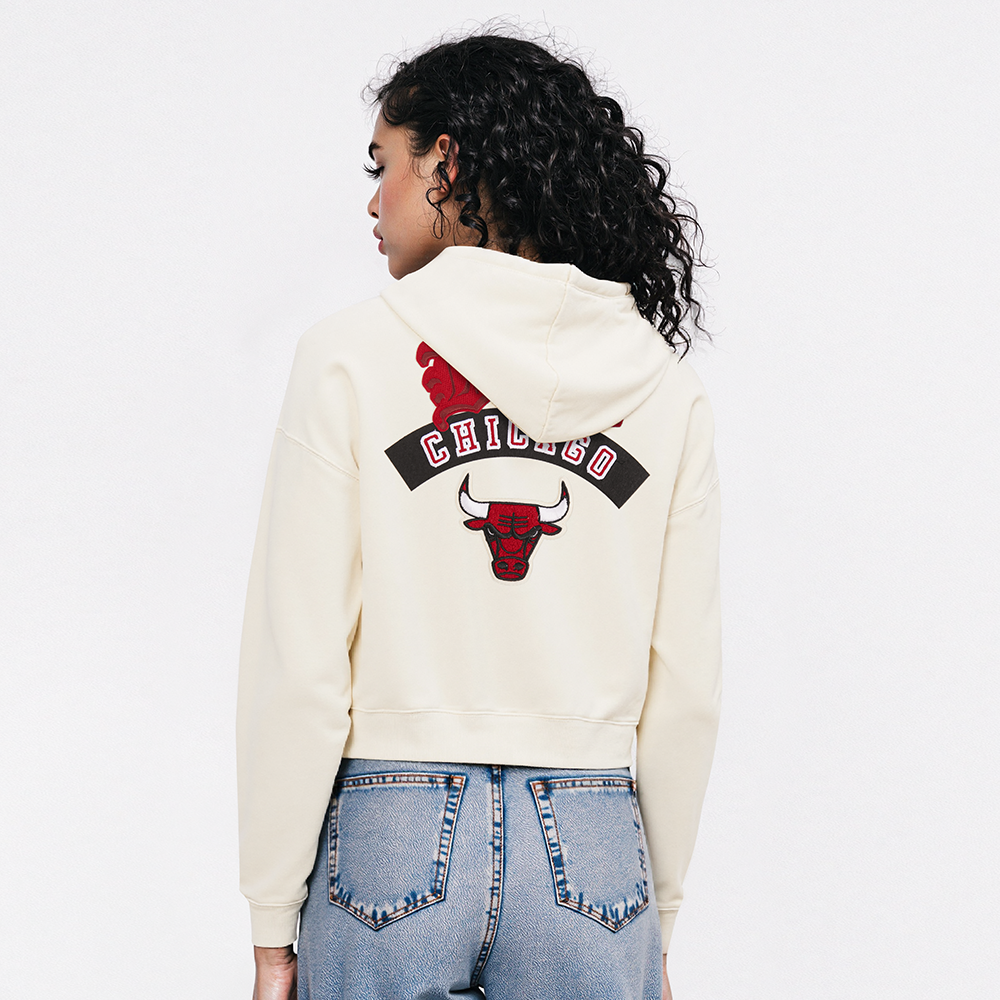 NBA CHICAGO BULLS BEST OF WOMEN'S FLC FZ HOODIE (EGGSHELL)