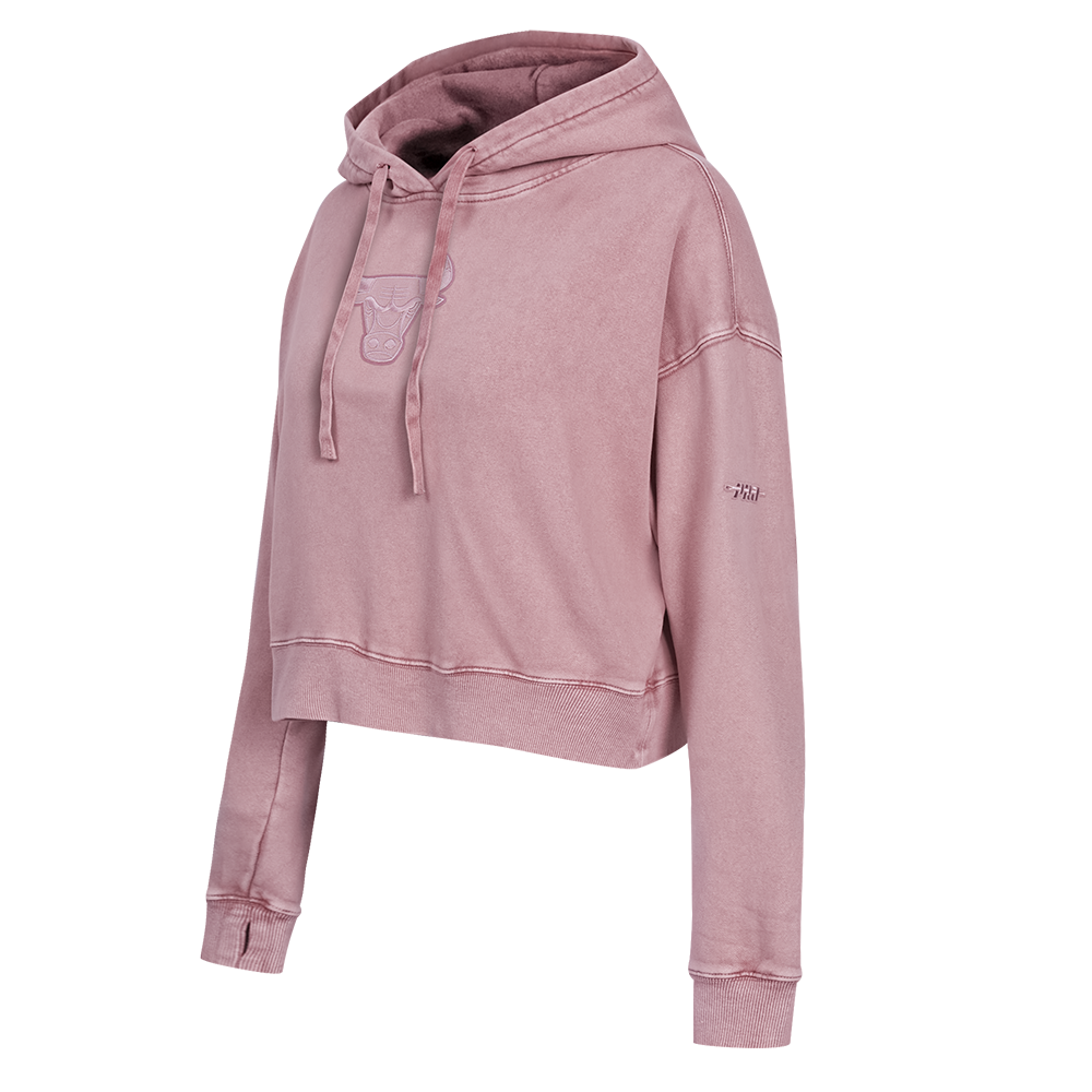 NBA CHICAGO BULLS WASHED CLASSIC WOMEN'S ENZYME WASH FT CROPPED PO HOO (WASHED MAUVE)